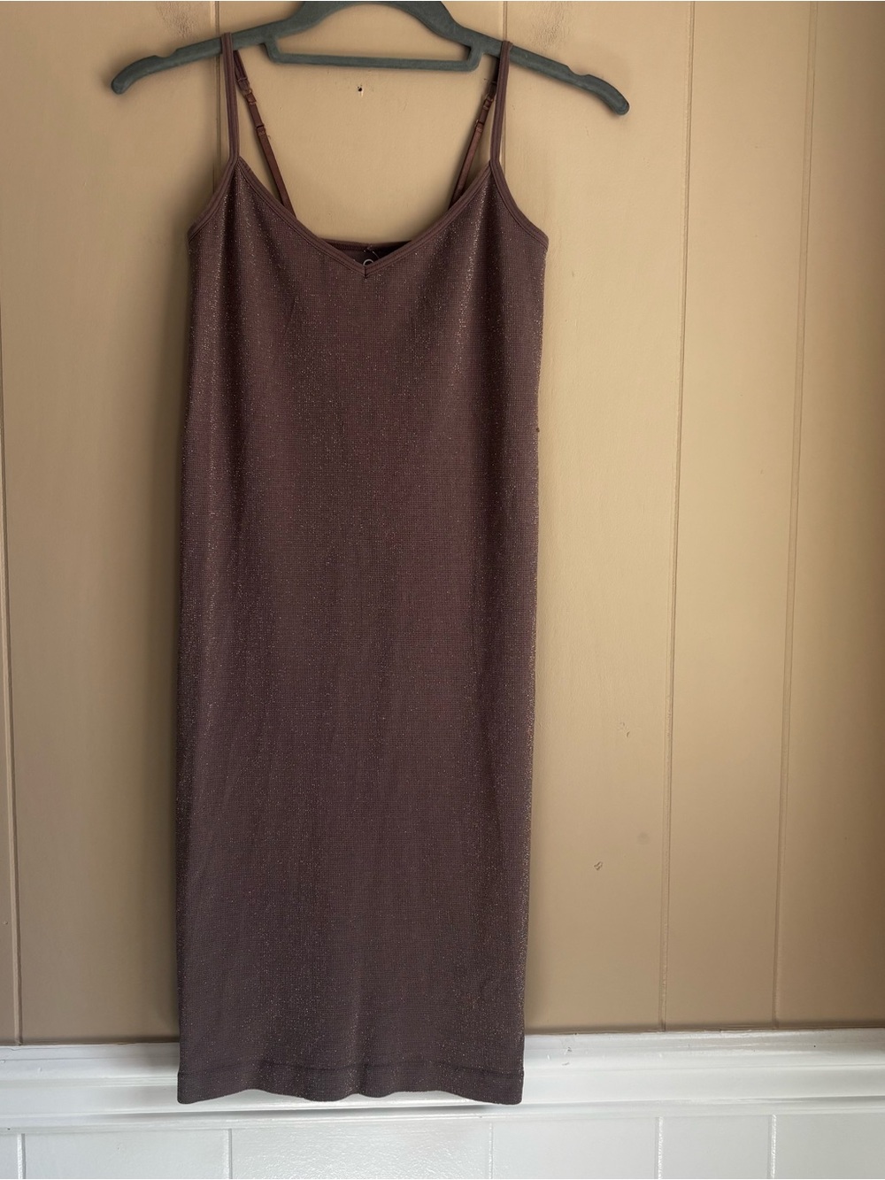 Free People Intimately Shimmer Slip Dress - Mauve Brown Metallic Sparkle - XS/S